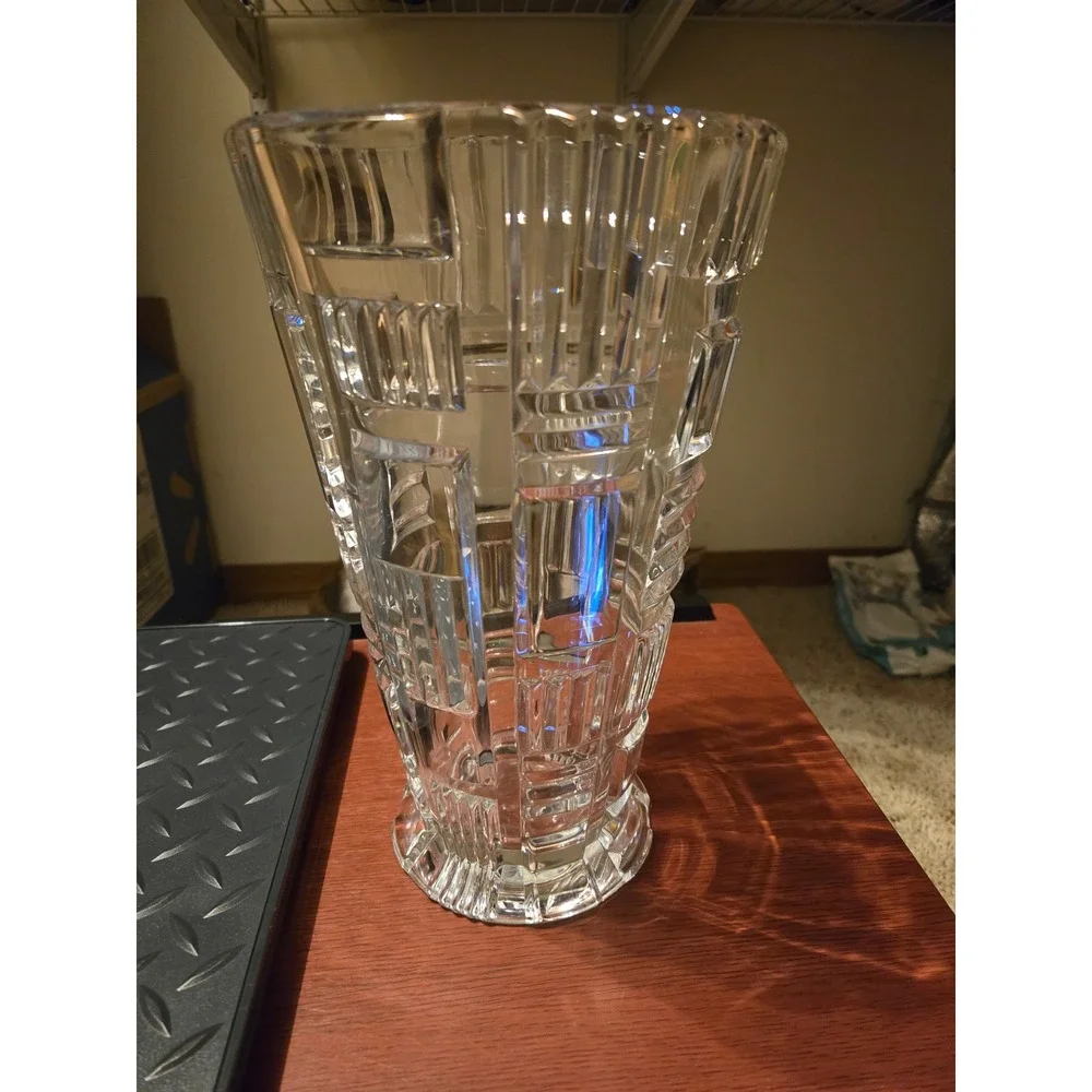 Marquis by‎ Waterford Crystal Vase Geometric Block Cut Clear Glass Flower Vase